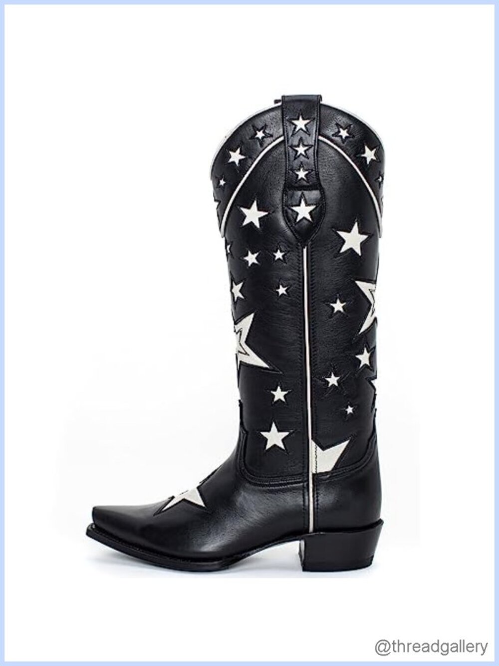 Women's Western Cowboy Boots Wide Calf Knee High Pointed Toe Block Heel